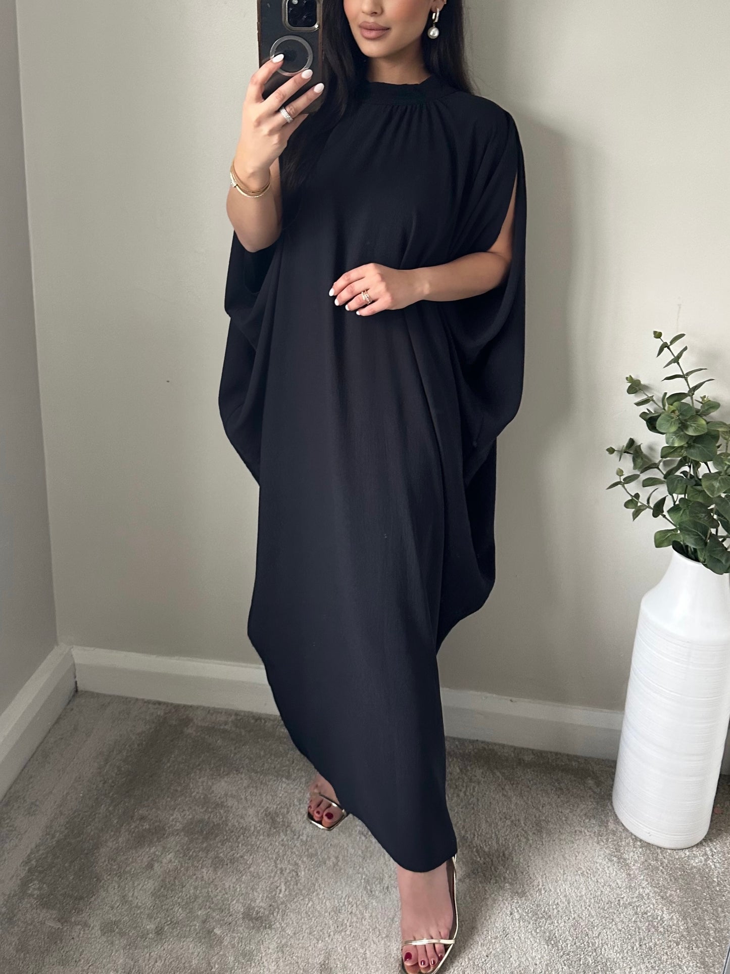 Black Sleeveless Kaftan Dress SD