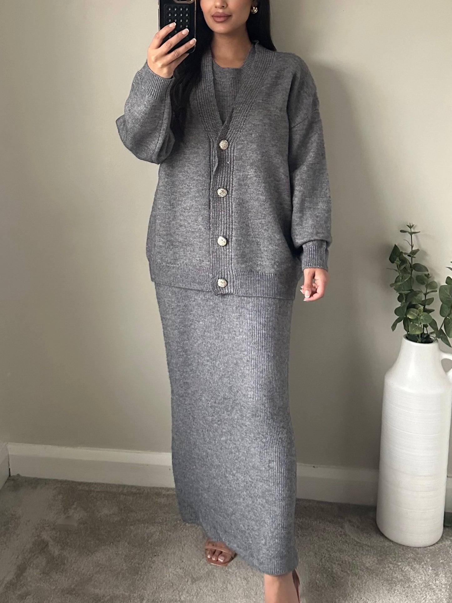 Grey Cardigan and Maxi Dress Co-ord