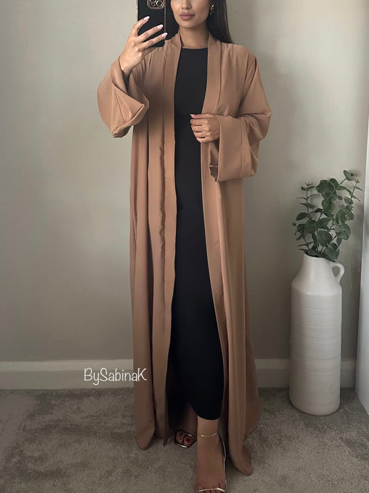 Beige Open Kimono Abaya