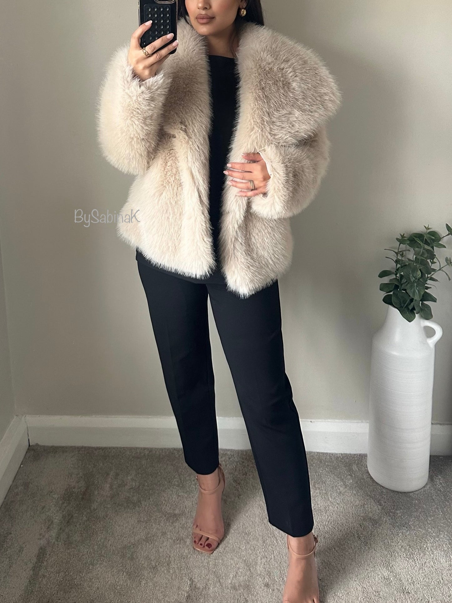 Ivory Faux Fur Short Coat