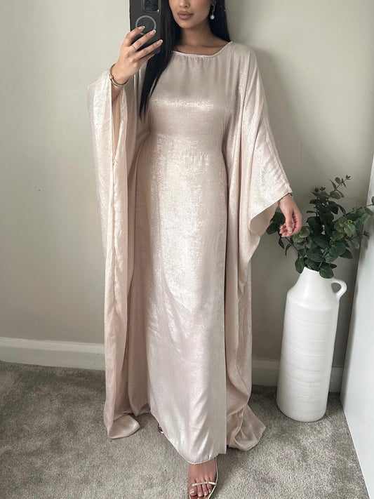 Nude Shimmer Kaftan Dress 081