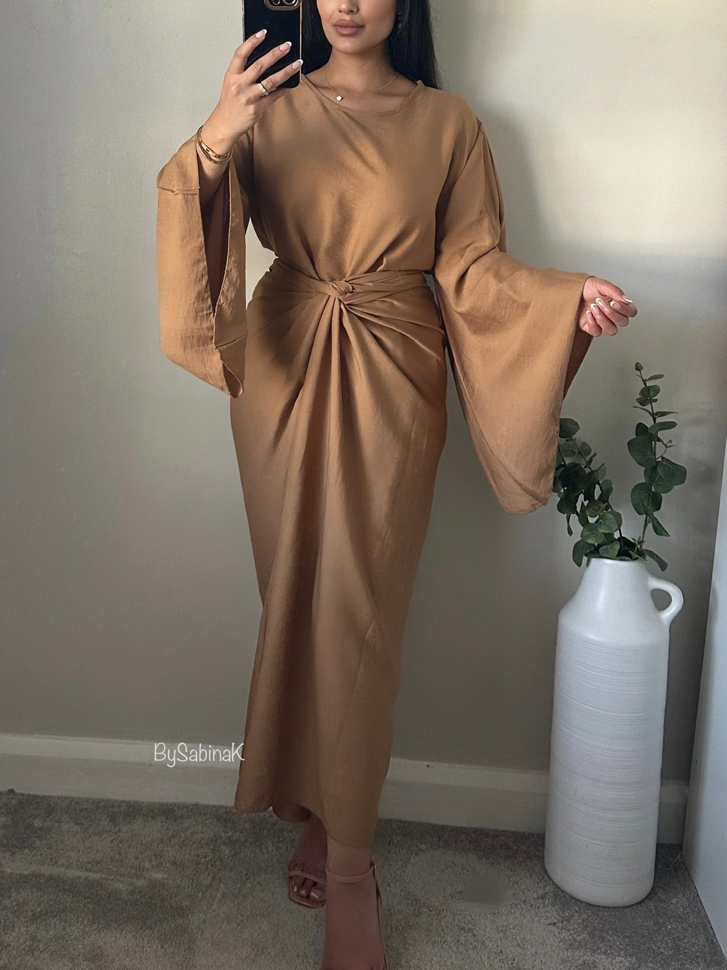 Dark Beige Wrap Skirt Co-ord 219