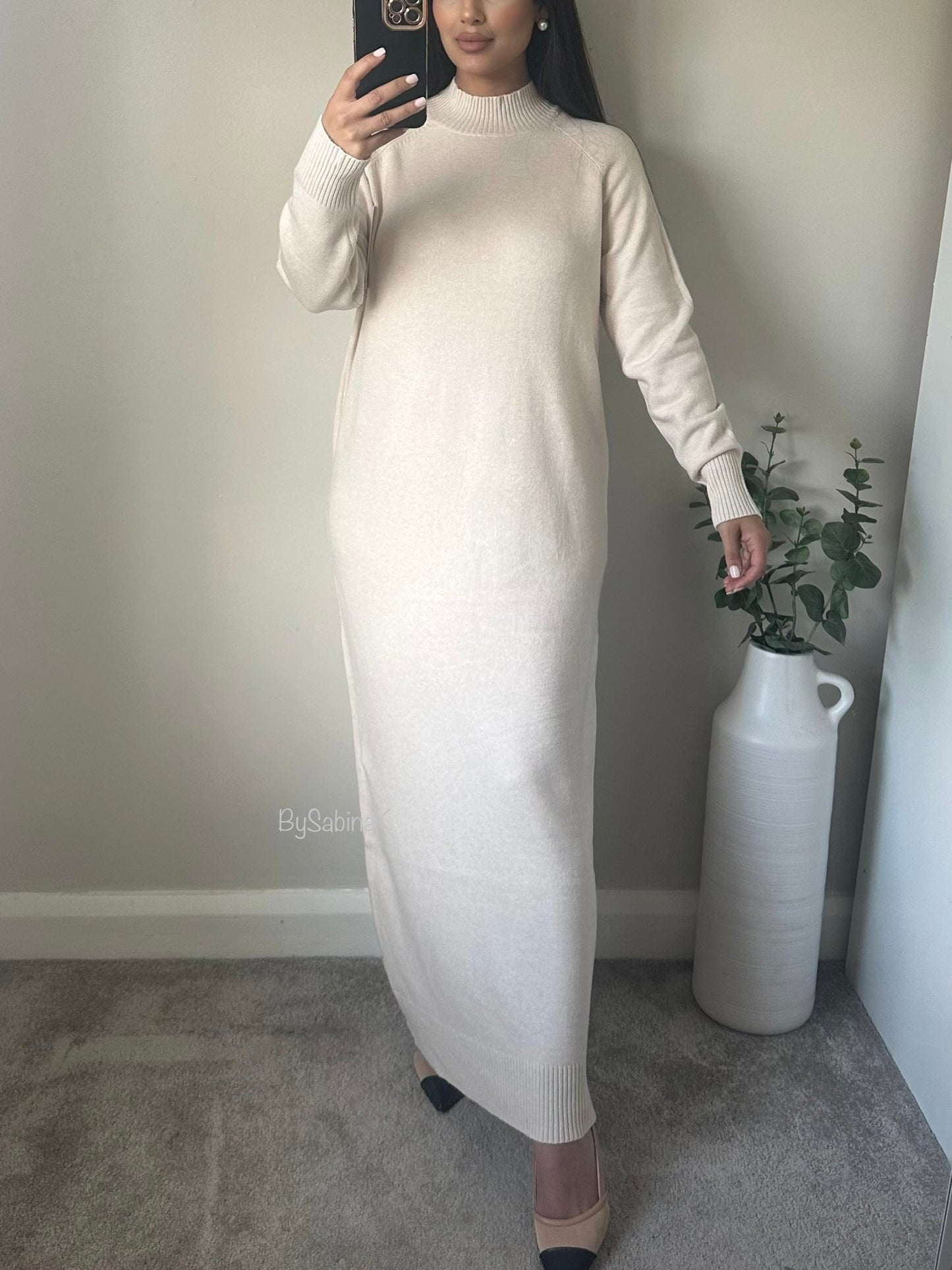 Ivory Jumper Maxi Knit Dress