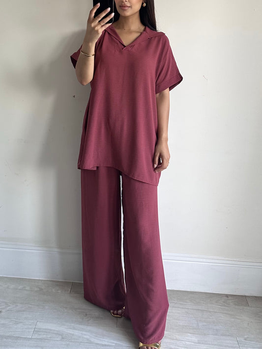 Pink Collar Co-ord Set