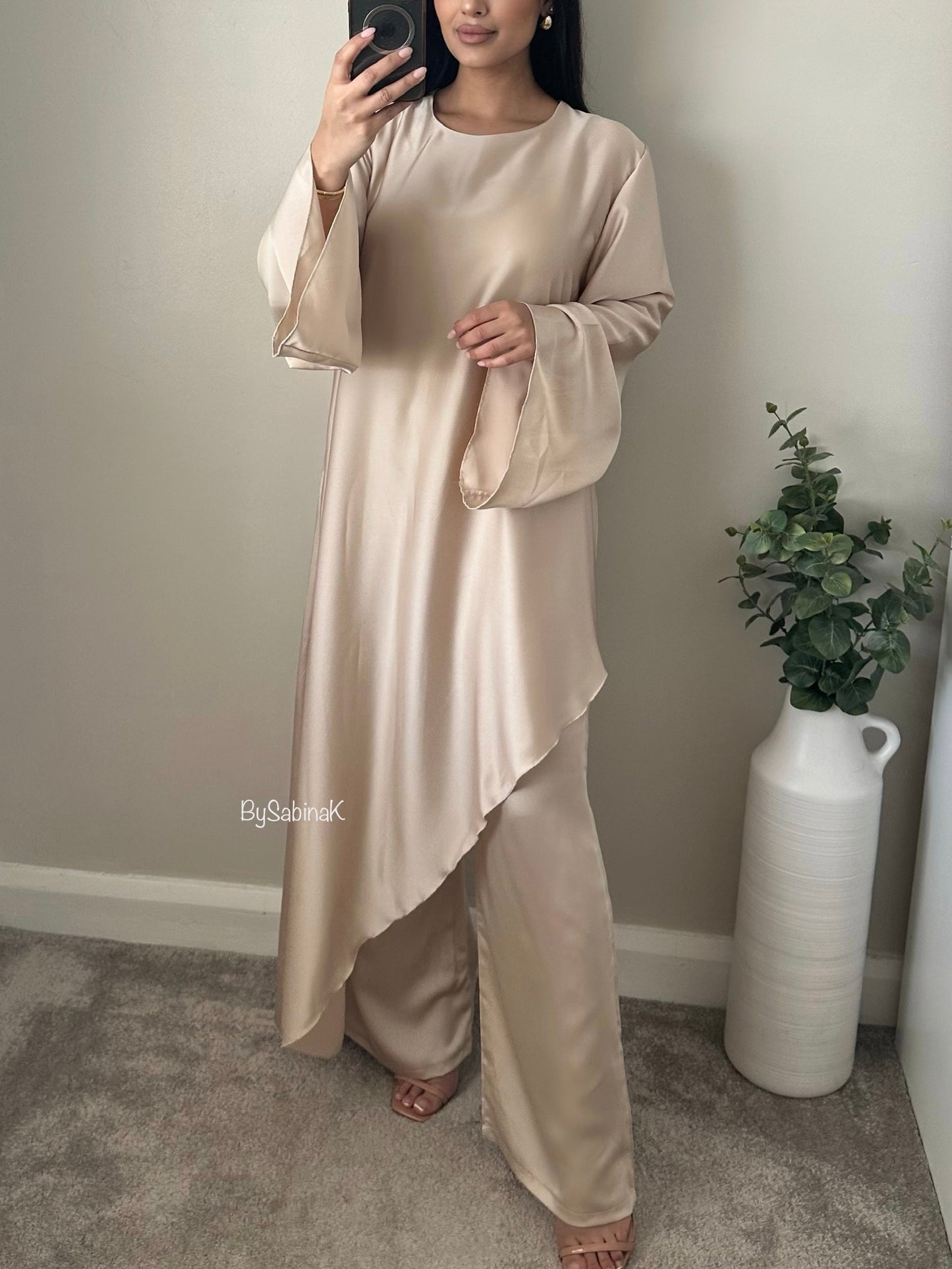 Ivory Satin Trousers Co-ord 023