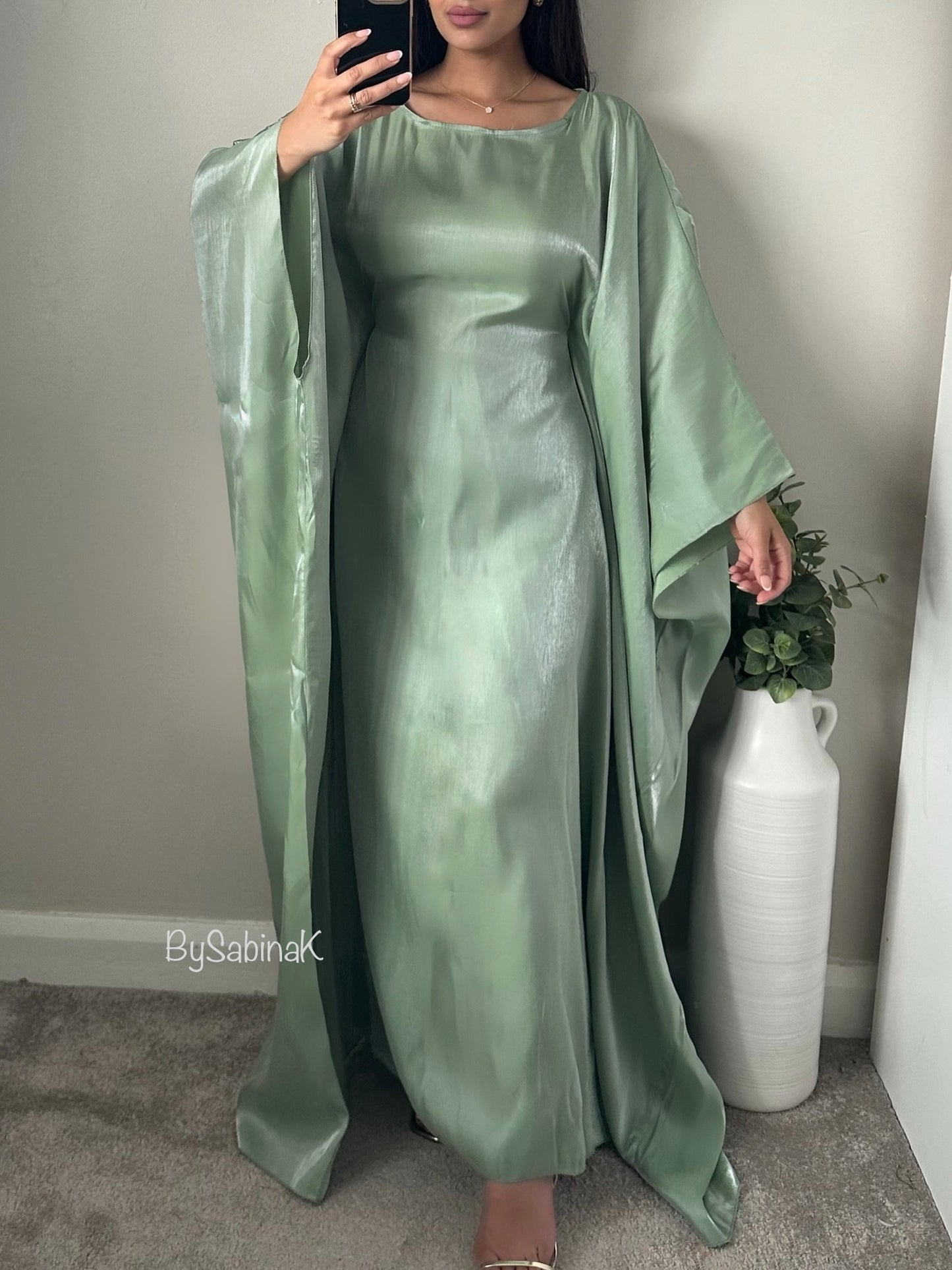 Mint Green Sheen Kaftan Dress 801