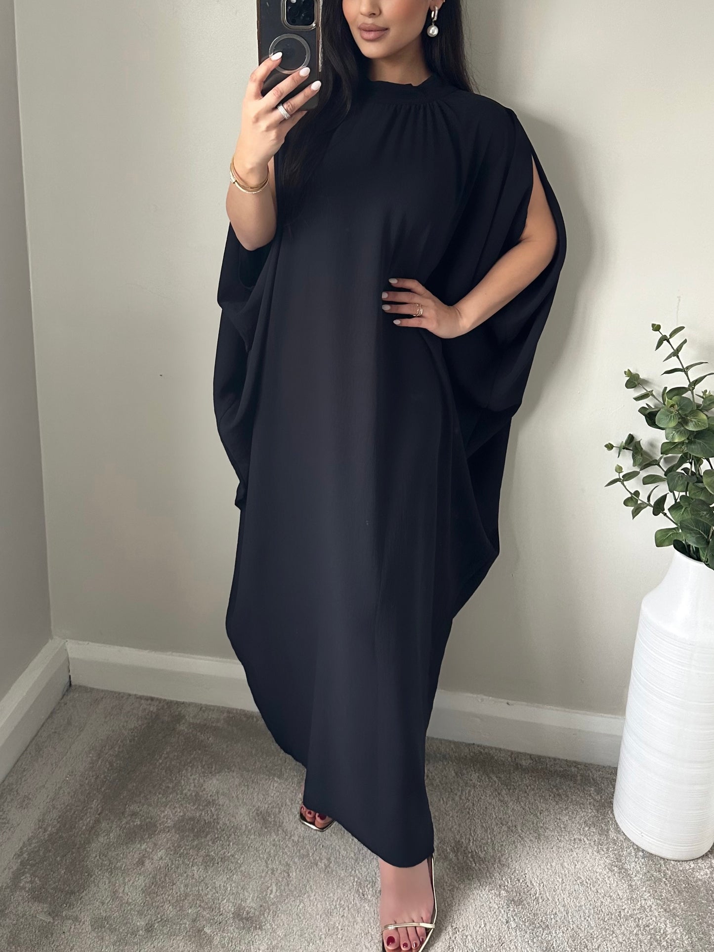 Black Sleeveless Kaftan Dress SD