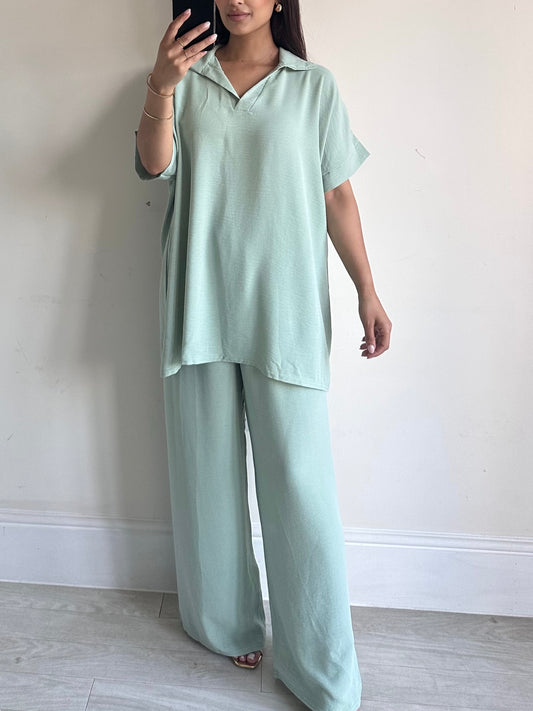 Mint Green Collar Co-ord Set
