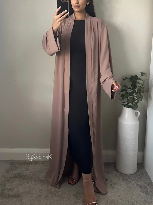 Taupe Open Kimono Abaya