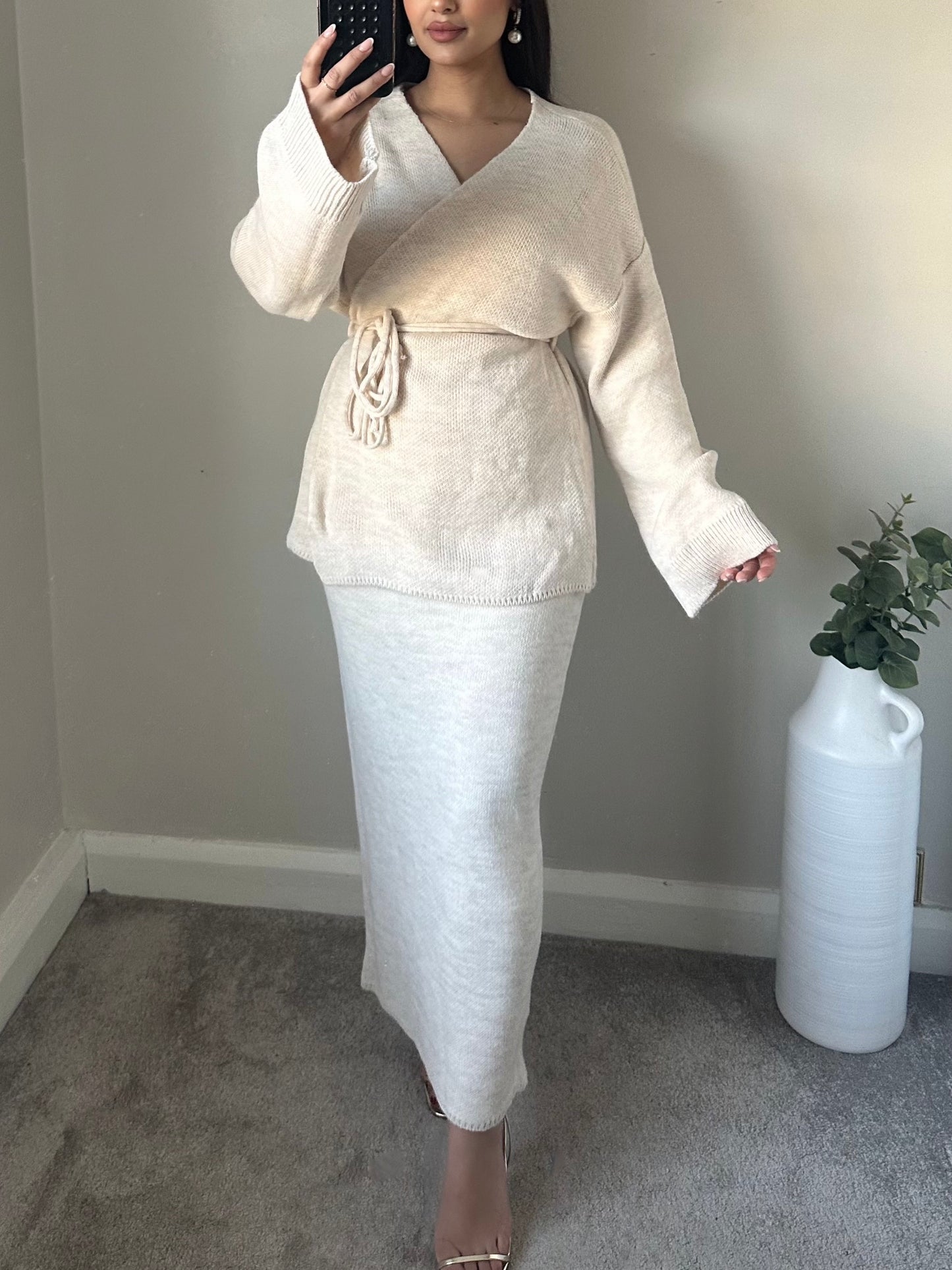 Ivory Wrap Knit skirt Co-ord