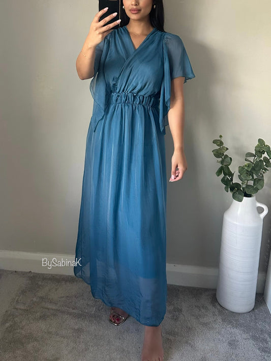 Blue Chiffon Silk Dress