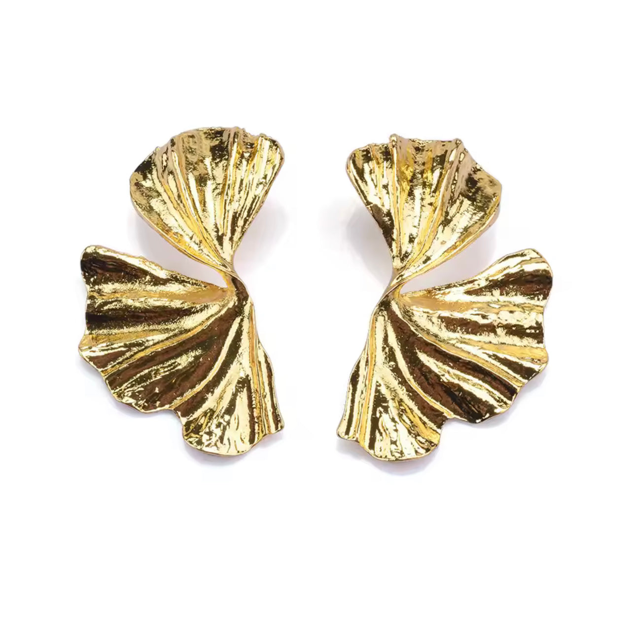 Gold Large Petal Earrings