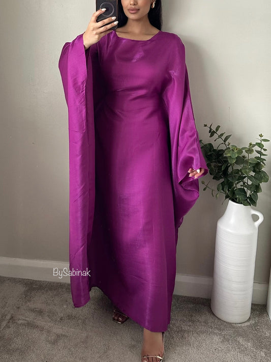 Magenta Purple Shimmer Organza Butterfly Kaftan