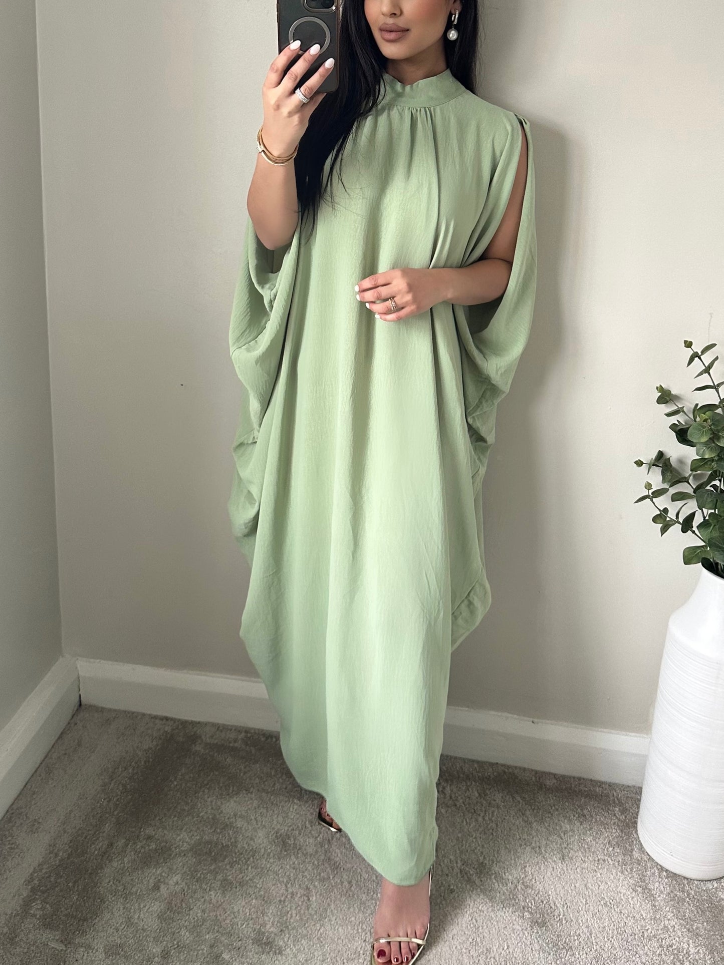 Mint Green Sleeveless Kaftan Dress SD