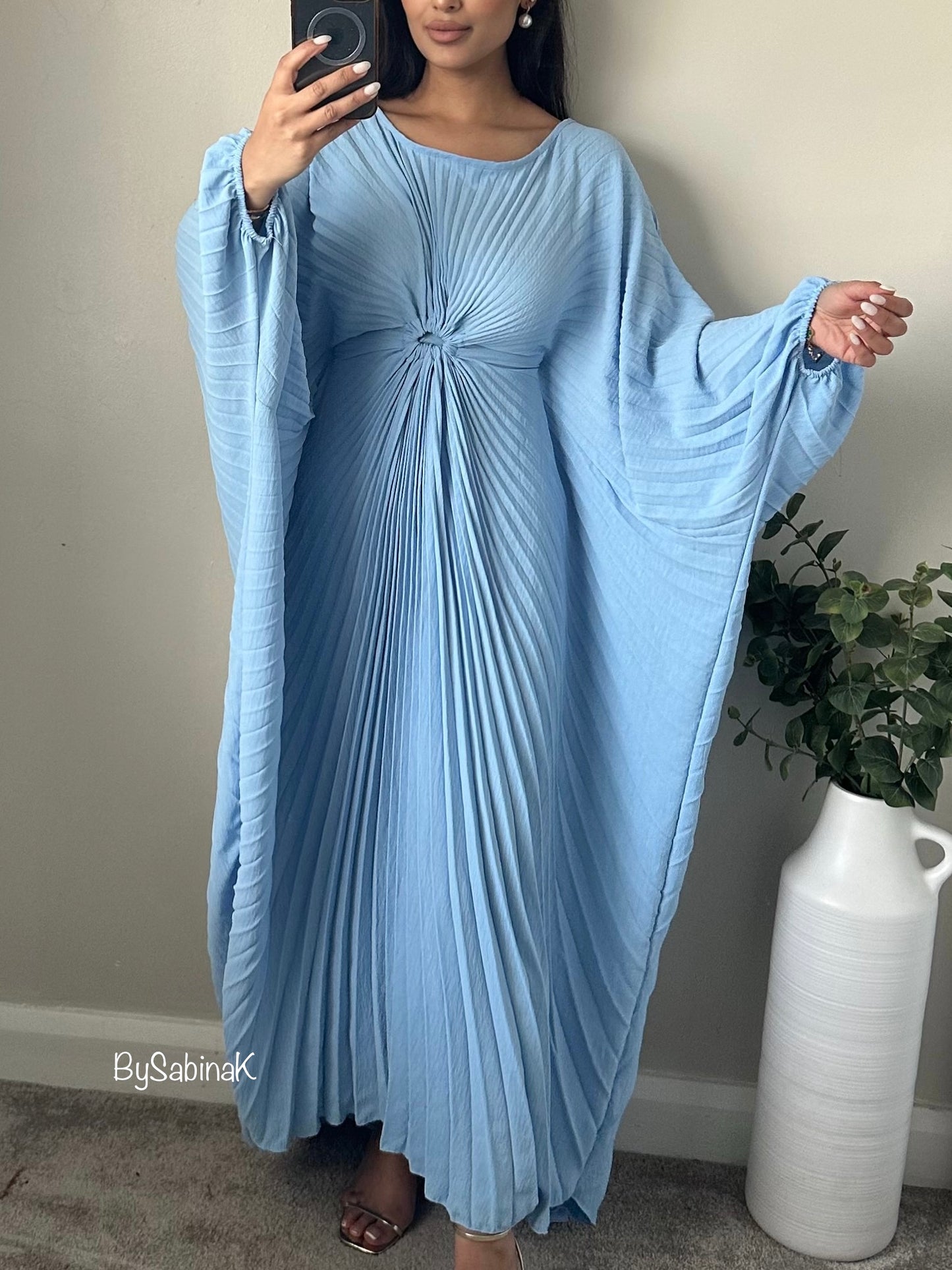 Baby Blue Pleated Butterfly Kaftan 312