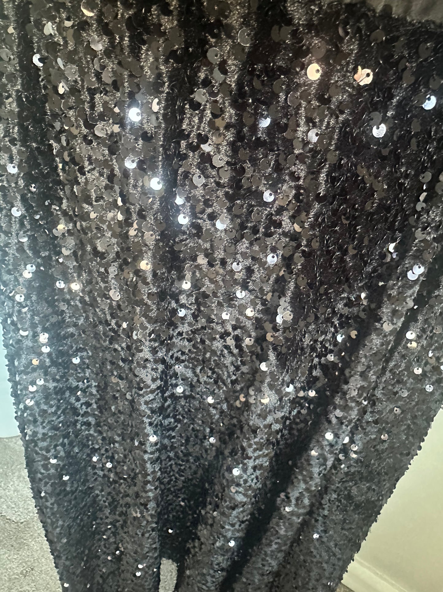 Black Sequin Velvet Full Maxi Skirt