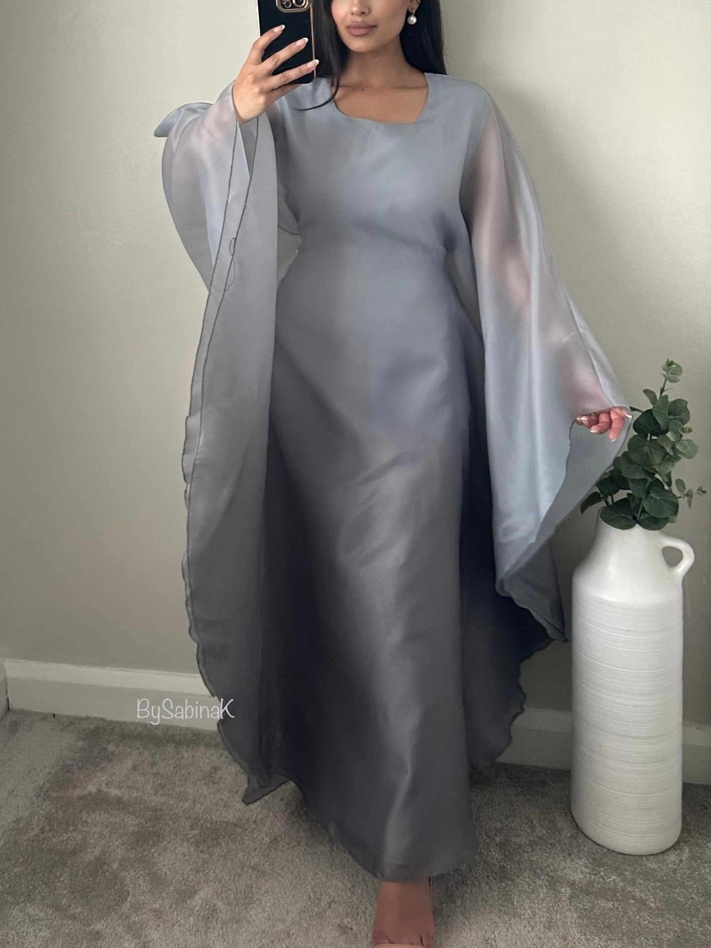 Grey Ombré Organza Kaftan