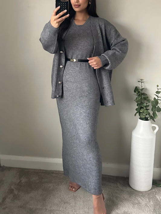 Grey Cardigan and Maxi Dress Co-ord