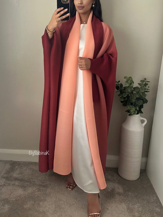 Peach Wine Ombré Open Abaya