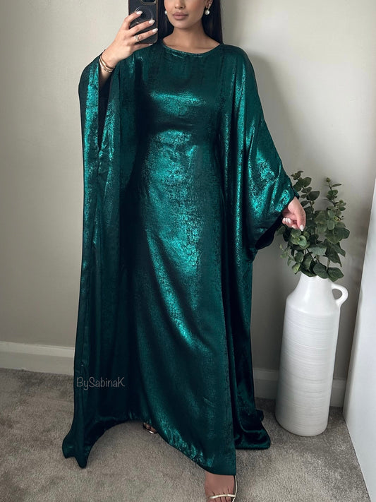 Green Emerald Shimmer Kaftan Dress 081