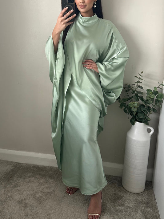 Mint Green Satin Oversized Skirt Co-Ord
