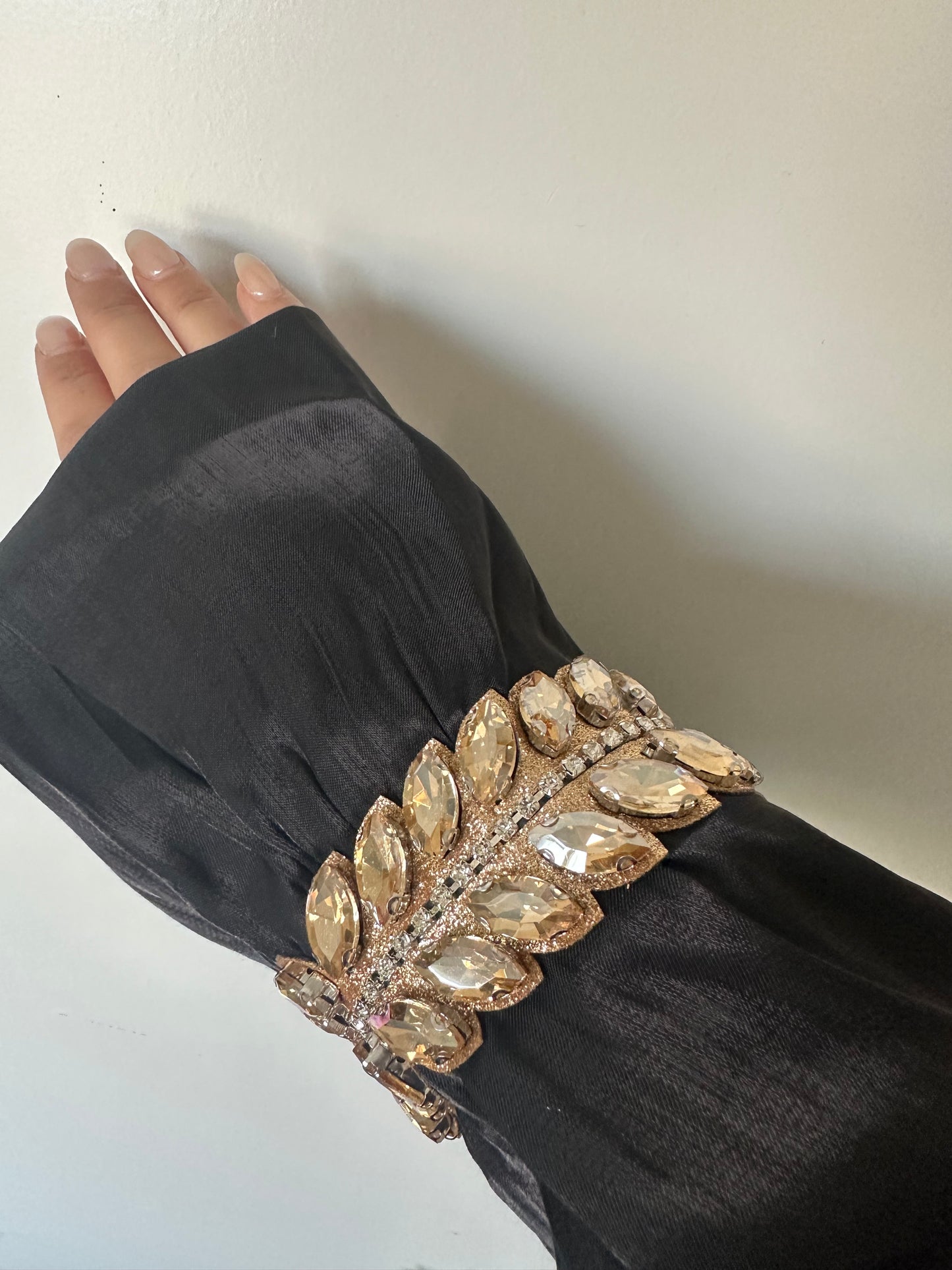 Black Shimmer Cuff Detail Abaya Set 202