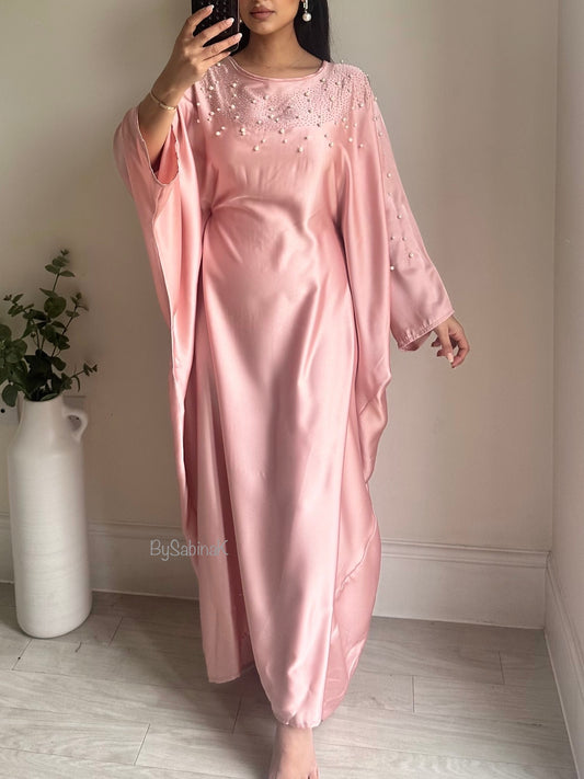 Pink Pearl Diamonte Belt Kaftan