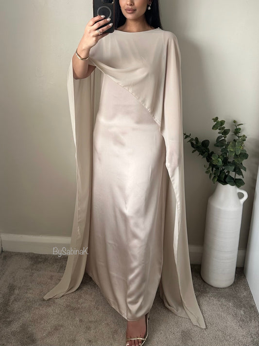 Beige Chiffon Scarf Dress 306