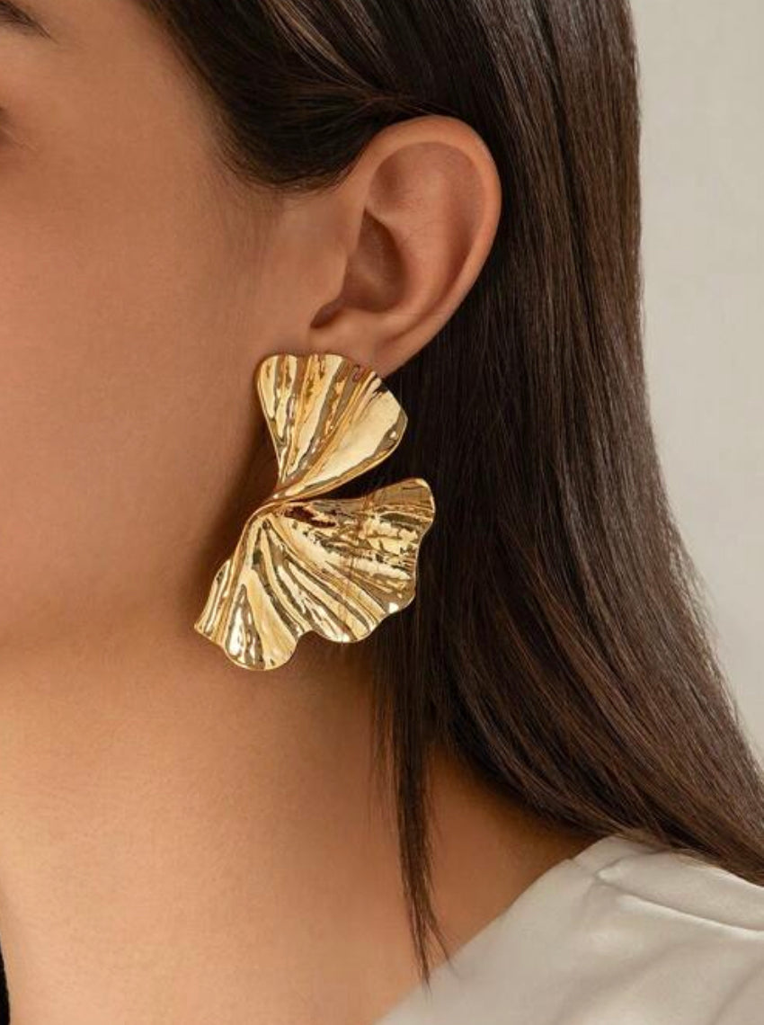 Gold Large Petal Earrings