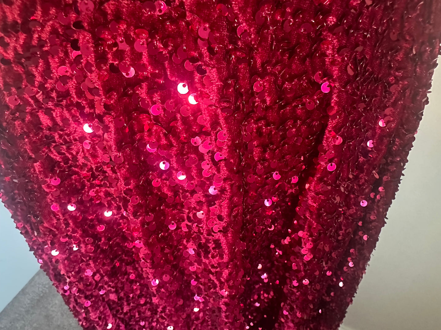 Wine Red Sequin Velvet Full Maxi Skirt