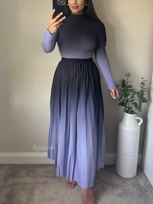 Lilac Ombré Pleated Skirt Co-ord