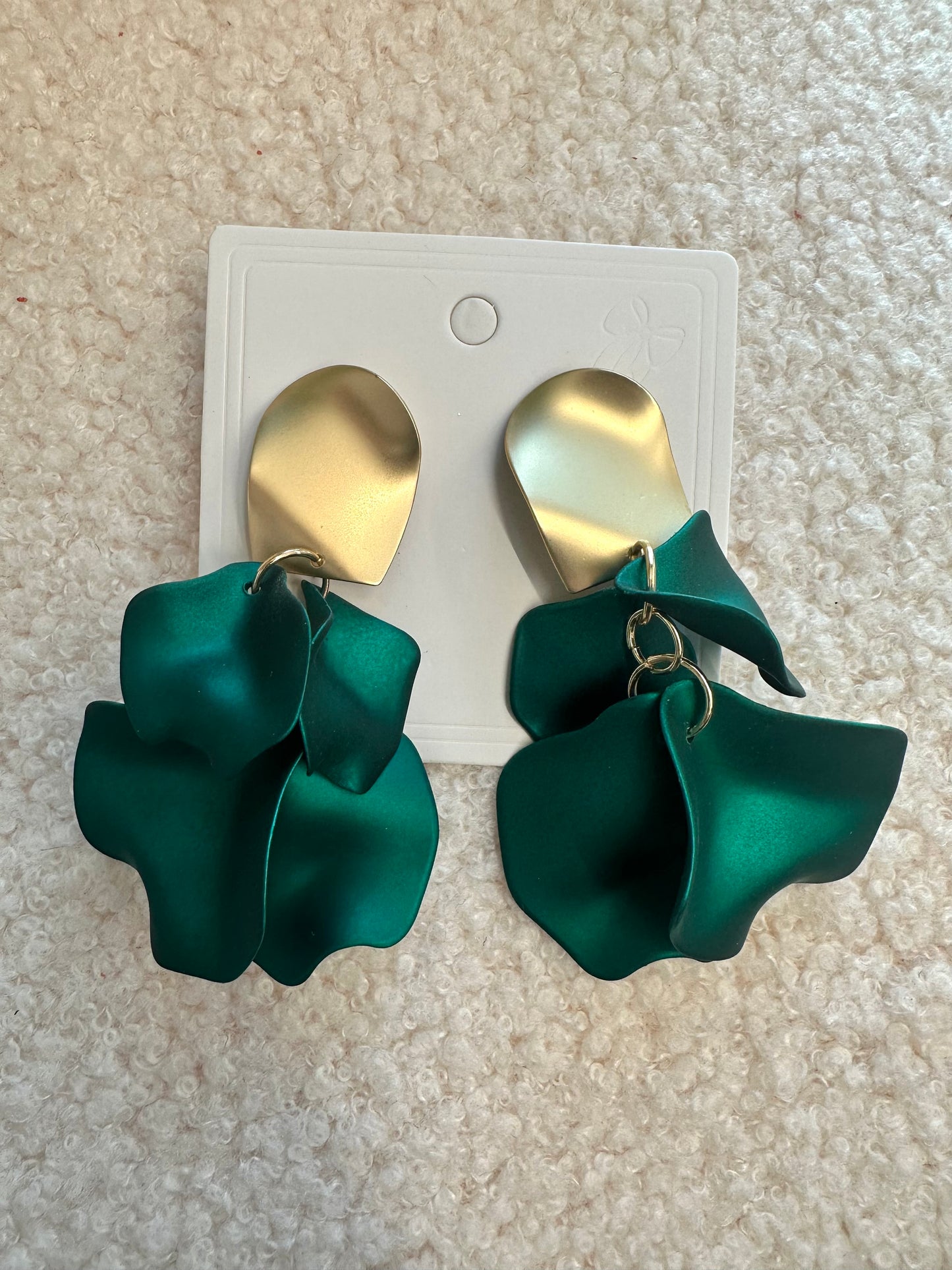 Teal Petal Drop Earrings