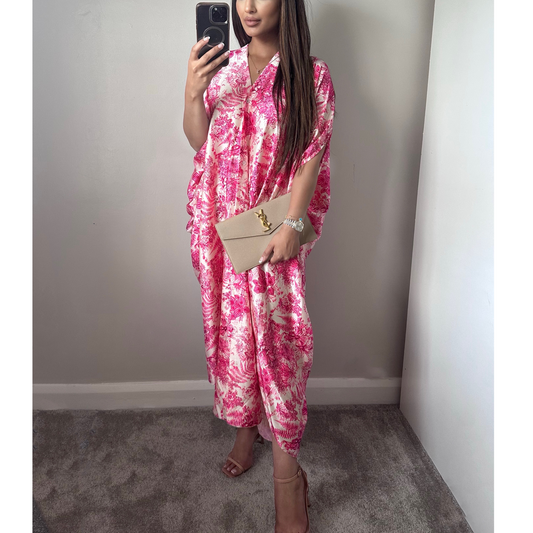 Pink Delicate Floral Kaftan