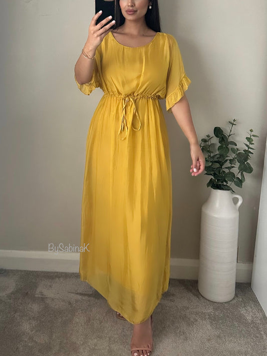 Yellow Chiffon Silk Dress