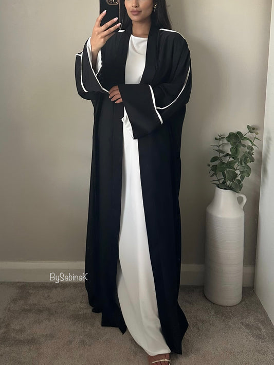 Black White Abaya Set