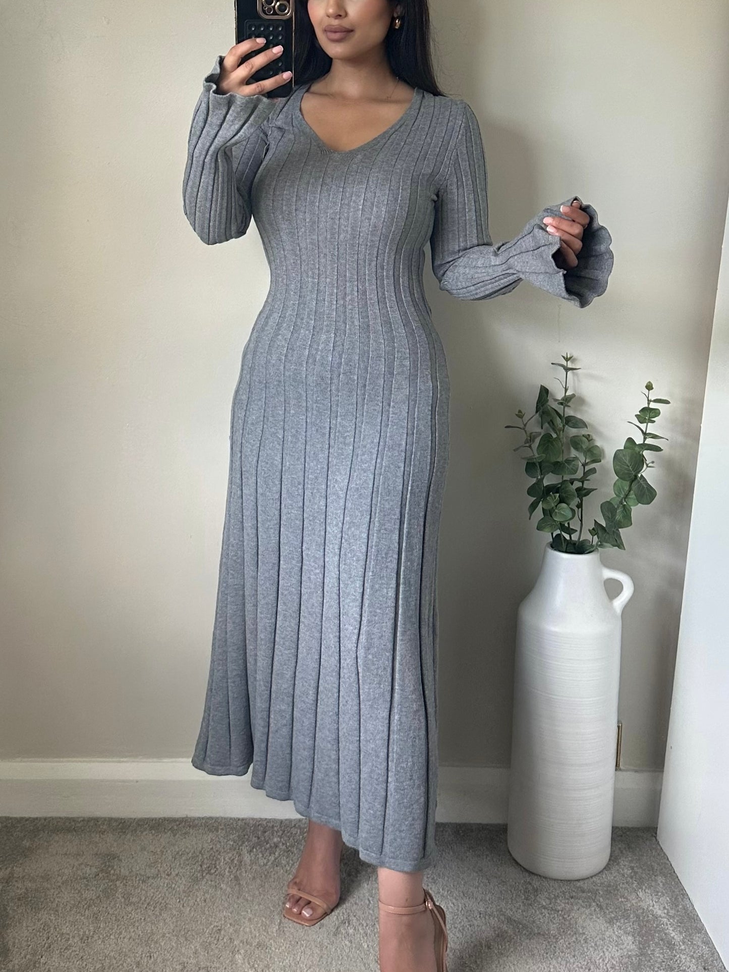 Grey Knit Maxi Dress