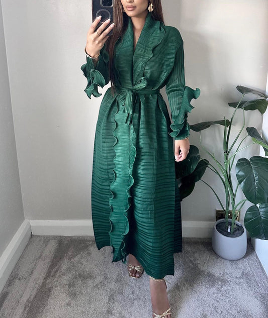 Green Ruffle Abaya Dress