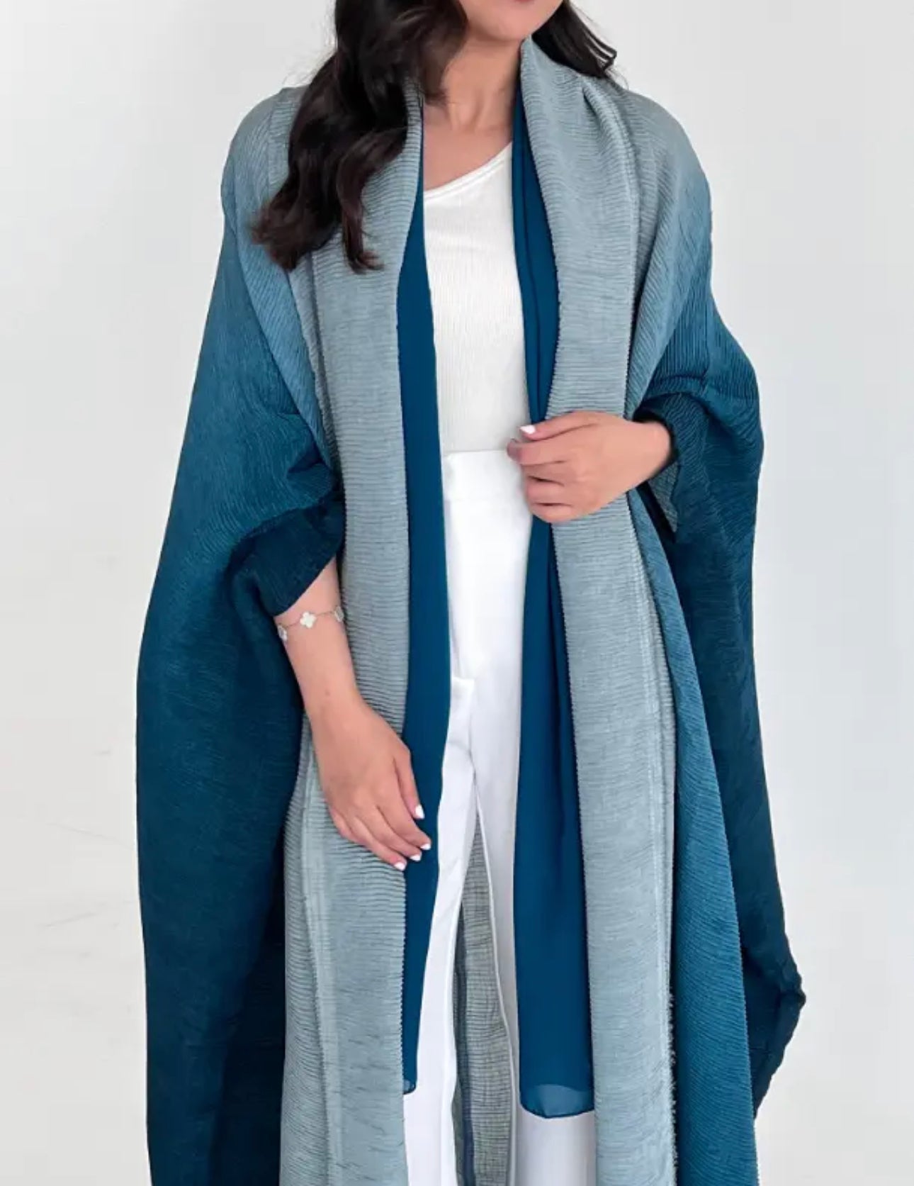 Blue Ombré Open Abaya